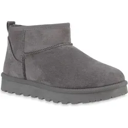 VAN HILL Damen Warm Gefüttert Winter Boots Stiefeletten Profil-Sohle Schuhe 841491, Farbe: Grau, Größe: 36 - Grau - 36