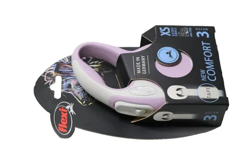 flexi Rollleine New Comfort Rosa/Weiß - Einziehbare Hunde Leine für max. 12 kg - Leinen & Halfter: 3m lange, einziehbare Hunde Leine in Rosa/Weiß mit Softkomponenten für maximalen Komfort und ideale Handhabung.