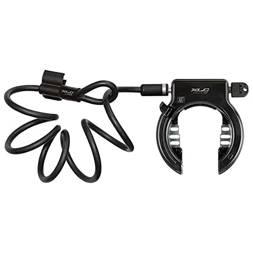 XLC Rahmenschloss Fantomas II LO-F02 - Sicherer Diebstahlschutz für dein Fahrrad - Fahrradschlösser mit gehärtetem Stahl für erhöhte Haltbarkeit, ergonomischem Druckknopf für bequeme Handhabung und Kindersicherung für mehr Sicherheit.