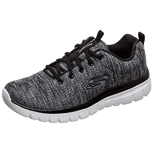 Skechers Gracefultwisted 12614BKW - Bequeme Sneakers - Sneaker mit atmungsaktivem Strick-Mesh-Obermaterial und Memory Foam Innensohle für optimalen Tragekomfort. Ideal für Alltag und Sport, leicht und waschbar.