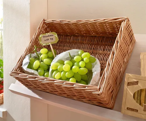 Regalkorb Schrankkorb Weide eckig, Aufbewahrungs Obst Servier Buffet Flecht Korb