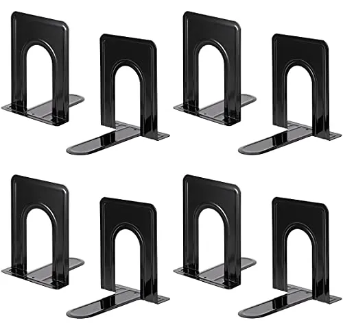 Buchstützen aus Metall, 4 Paar, Schwarz