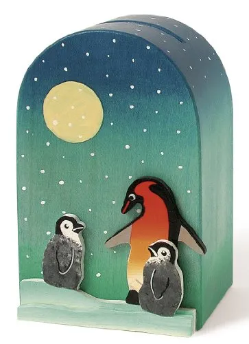 Weizenkorn Spardose Quader Pinguine