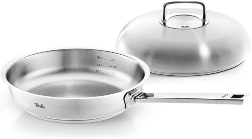 Fissler Original-Profi Collection Edelstahl Pfannen-Set 2-teilig (Ø 28 cm) - Pfannen-Set für alle Herdarten inkl. Induktion, mit hochwertigem Edelstahl und extra großem Schüttrand für präzises Ausgießen.