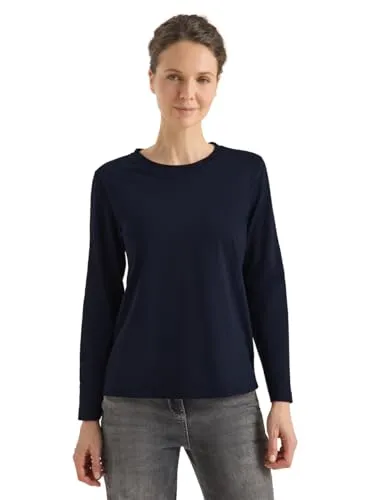 CECIL Basic Rundhalsshirt urban Dark Blue M