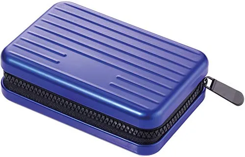 TROIKA Design Werkstatt Kreditkartenetui im Stil eines Hartschalenkoffers blau KARTENKOFFER 105 x 70 x 30 mm