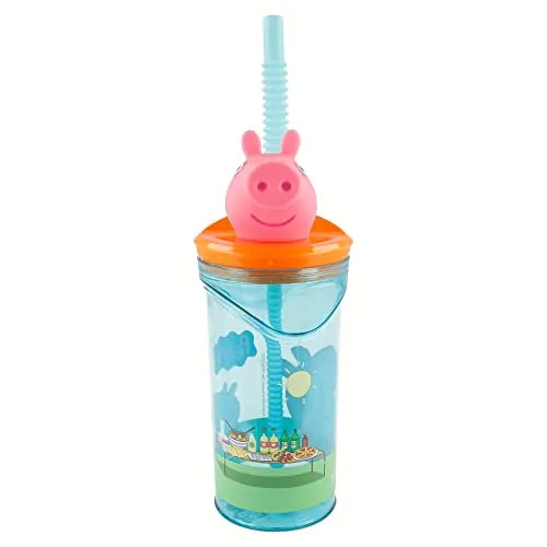 Stor WIEDERVERWENDBARER KINDERBECHER AUS BPA-FREIEM Kunststoff 430 ML MIT 3D-Figur AUF DEM Deckel | Peppa Pig CORE