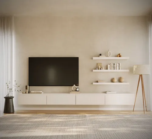 Selsey BEMMI Hängendes TV-Board 300 cm mit 4 Klappen - Modernes TV-Board mit 4 Fächern und klappbaren Türen. Ideal für die Wandmontage, schafft Platz und sorgt für eine stilvolle Wohnatmosphäre.