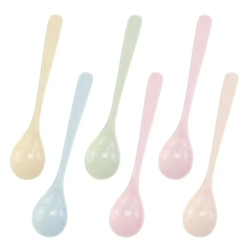 Stück Plastiklöffel,Lange Löffel,Plastik Eierlöffel,Lang Kunststoff Bunt,Kunststofflöffel Melamin Eislöffel,Farbe Langer Marmeladenlöffel,Suppenlöffel Bruchfester Bunte,Dessert Kaffeelöffel 6