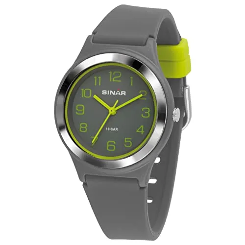 SINAR Quarzuhr XB-48-1 - Armbanduhr mit analogem Quarzwerk, wasserdicht bis 10 bar und stylischem grauem Design – perfekt für den Alltag und Freizeit.