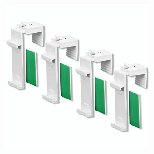 KLEMMFLEX Klemmhalter kurz für Klemmfix Rollo, Doppelrollo, Duo-Rollo, ohne Bohren zum Klemmen und Kleben, 4 Stück, als Zubehör Ersatzteil für die Aufhängung, Befestigung am PVC-Fenster, Tür