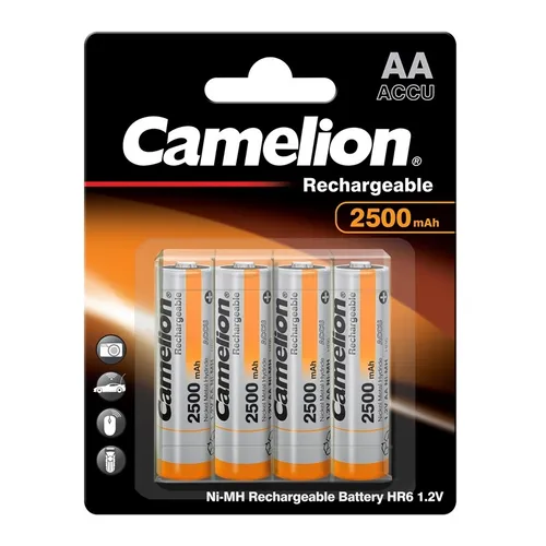 4x NiMH-Akku 1,2V 2500 mAh Mignon AA HR6 mit Aufbewahrungsbox Camelion