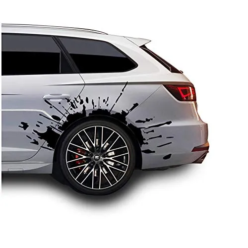 Set Blutspritzer für Radlauf Auto Radkasten Blutige Aufkleber Blut Spritzer Autoaufkleber Blutspuren Folie Horror Fun Sticker KX025 KX066 (Schwarz, 2er Set Blutspritzer)