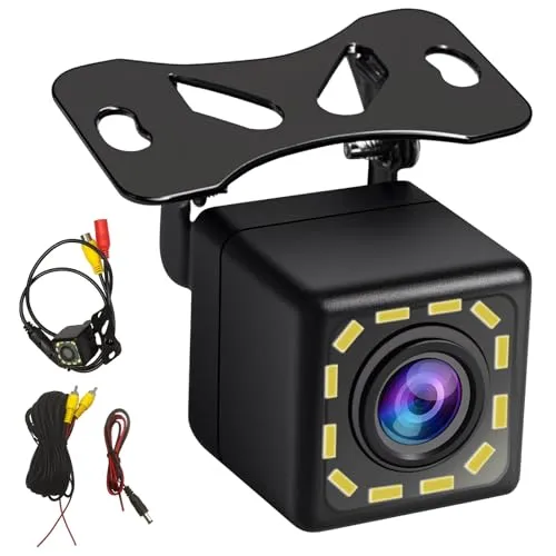 iFreGo HD Rückfahrkamera Auto Wired Universal Auto rückfahrkamera nachrüsten 170 Grad Weitwinkelobjektiv Kamera 12 LED Backup-Kamera 100% Wasserdicht wasserdichte Nachtsicht für Rückfahrhilfe