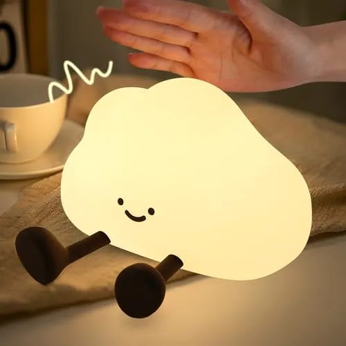YISUN Wolke Nachtlicht Kinder Stilllicht Dimmbare Timer Touch-Steuerung | Tragbar Silikon Nachtlicht Baby, 1200mAh Wiederaufladbare für Partydekoration Schlafzimmer Wohnzimmer Büro Camping Geschenke