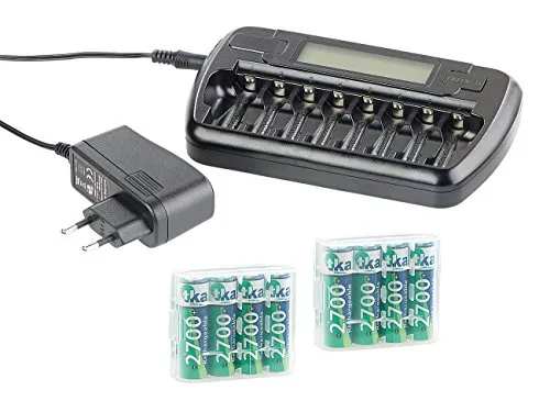 tka Köbele Akkutechnik Akku Ladestation: Ladegerät für bis zu 8 AA(A)-Akkus, mit 8 NiMH-Akkus Typ AA, 2.700 mAh (Batterie Ladestation, Akkus, Überwachung)