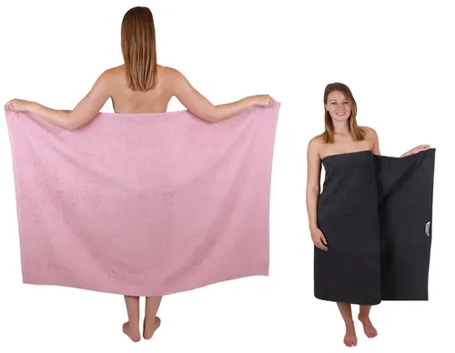 Betz Duschtücher Maxi 2 Stück BERLIN XXL Badetuch 100x150 cm - Badetücher Set mit 2 XXL Duschtüchern in lotus und graphit. Aus 100% Baumwolle, 360 g/m², waschbar bis 60°C, bietet hervorragenden Komfort und ein tolles Preis-Leistungs-Verhältnis.