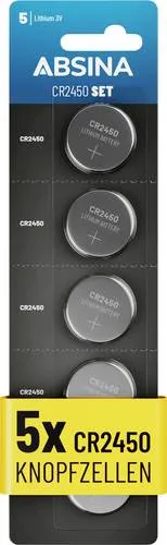Absina Knopfzelle CR2450 3V 5 St. Lithium