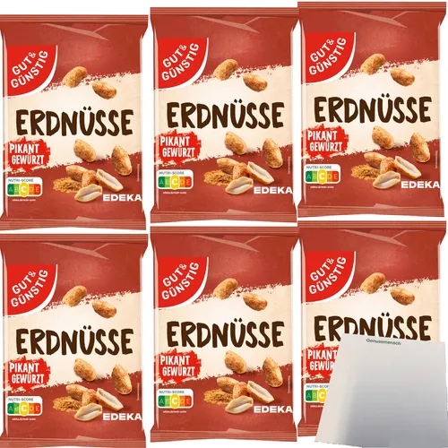 Gut&Günstig Erdnüsse pikant gewürzt 6er Pack 6x150g Packung usy Block