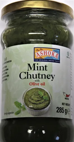  Minz Chutney mit Olivenöl 285g, Ashoka 1kg=14,- € von Ashoka