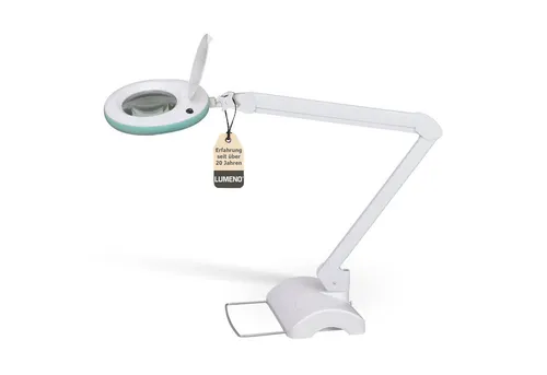Lumeno Lupenlampe 721X LED-Lupenleuchte - Hochwertige Lupenleuchte mit 127 mm Echtglaslinse und 96 superhellen LEDs für optimale Ausleuchtung. Ideal für präzise Arbeiten und mit stoßfester, farbiger Gummischutzkante.