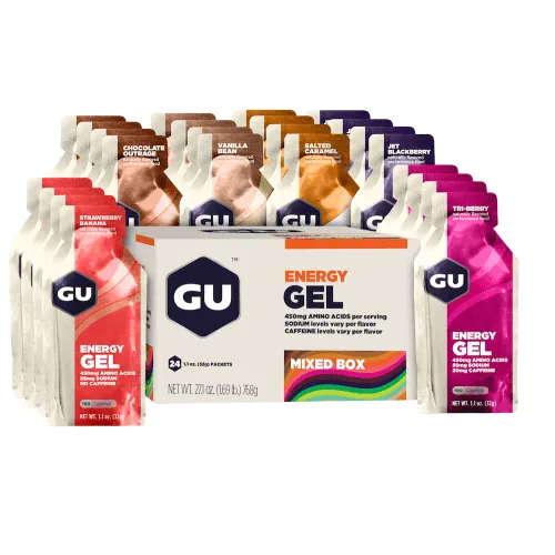 GU Original Sports Nutrition Energy Gel - 24er Pack, verschiedene Geschmacksrichtungen - Ausdauer- & Energieriegel, ideal für Sportler zur schnellen Energieversorgung während des Trainings oder Wettkampfs.