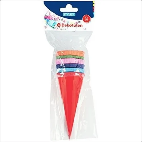 SCHULTÜTEN 6 STÜCK 12 CM DEKOTÜTEN SCHULE EINSCHULUNG DEKO NEU