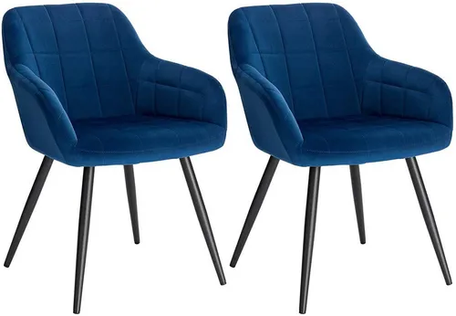 WOLTU Esszimmerstuhl 2er-Set mit Armlehne, Samt und Metallbeinen - Esszimmerstühle mit ergonomischer Rückenlehne und hochwertigem Samtbezug für maximalen Komfort. Ideal für Esszimmer, Wohnzimmer oder Home Office.