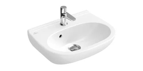 Villeroy & Boch Handwaschbecken Compact O.novo – Oval mit Überlauf - Waschbecken in Weiß Alpin, 450x350mm, ideal für kleine Bäder und Gäste-WCs mit praktischem Überlauf und elegantem Design.