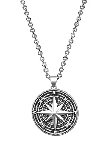 Edellis Kompass Halskette 925 Sterling Silber Herren Schmuck Anhänger Freund Geschenke Halskette Männer Jungen Anhänger Nordstern