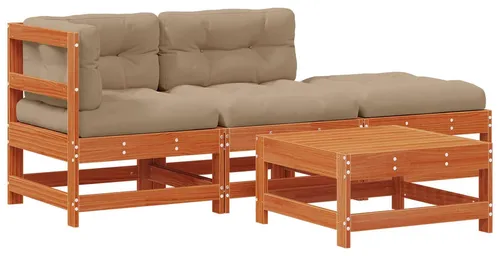 vidaXL Garten-Lounge-Set 4-teilig Wachsbraun aus massivem Kiefernholz - Stylisches 4-teiliges Garten-Lounge-Set aus massivem Kiefernholz. Ideal für entspannte Stunden im Freien, mit bequemem Design und flexibler Anordnung für jeden Anlass.