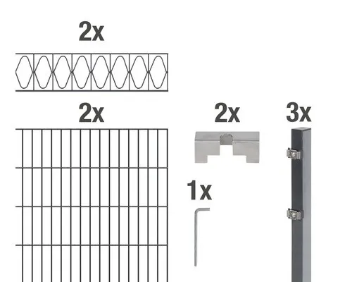 Doppelstabmatten-Set ALBERTS Eleganz 200 x 120 cm - Gartenzäune in stilvollem Anthrazit, robustes Metall für optimale Sicherheit und Langlebigkeit.