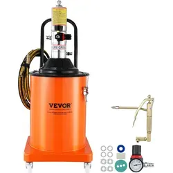 VEVOR Fettpumpe 20L - Pneumatische Schmierfettpumpe - Luftbetriebene Fettpumpe für 0-3# Fett mit 740 g/min Durchflussrate, ideal für Maschinenpflege und Outdoor-Anwendungen. Betriebstemperatur von -20 bis 100 °C für vielseitigen Einsatz.