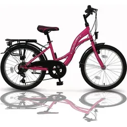 Zoll Mädchenfahrrad 20 Zoll mit 6-Gang Shimano - Rosa TMA - 20 Zoll Kinderfahrrad mit 6-Gang Drehgriffschaltung und komfortablem Sattel. Ideal für kleine Abenteurerinnen zwischen 115 und 130 cm Körpergröße.