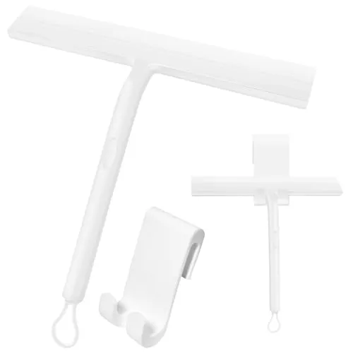 Lunriwis Duschabzieher, Silikon Duschwischer mit Wandaufhänger ohne Bohren Abzieher Dusche Badezimmer Fensterabzieher für Duschtüren,Fenster, Autoscheiben, Fliesen, Glas Reinigung