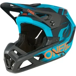 O'NEAL SL1 Helmet Strike - Leichter Enduro Full-Face Helm in Schwarz/Türkisblau, Größe L - Fahrradhelme mit hervorragender Belüftung und maximalem Luftstrom, ausgestattet mit einem innovativen Fidlock Magnetverschluss für sicheres und einfaches Handling.