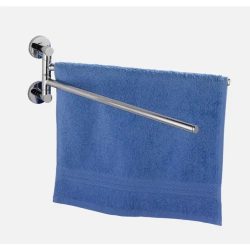 WENKO Power-Loc® Handtuchhalter Elegance mit 2 Armen - Handtuchhalter ohne Bohren, extrem fester Halt bis 80 kg, ideal für Fliesen und Holz, moderne Chrom-Optik, Maße: 4 x 12 x 35 cm.