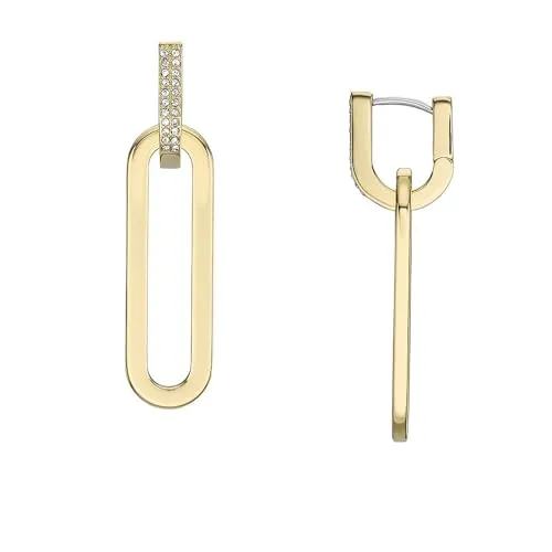 Fossil Damen-Hängeohrringe Heritage D-Link Glitz - Elegante Ohrringe aus goldfarbenem Edelstahl mit poliertem Finish, ideal für besondere Anlässe oder den Alltag.