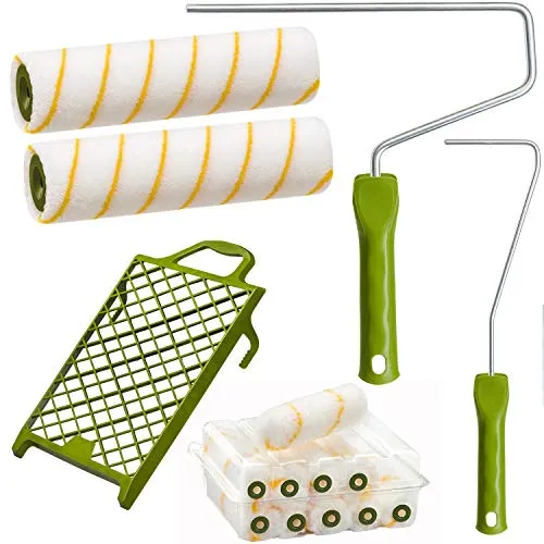 Colorus Maler Set Profi | Renovierset 15-teilig für Wandfarbe, Fassadenfarbe, Latexfarbe | Malerwalze 25 cm | Abstreifgitter 27 x 29 cm | Farbrolle 10 cm | Malerrolle Aufsteckbügel