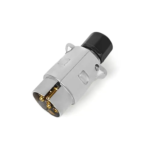 Yuanjoy Anhängerstecker 7 Polig Metall, 12V Wasserdichter 7 Poliger Anhängerstecker, 7 Poliger Hänger Stecker, für PKW LKW RV Anhänger (Aluminiumlegierung)