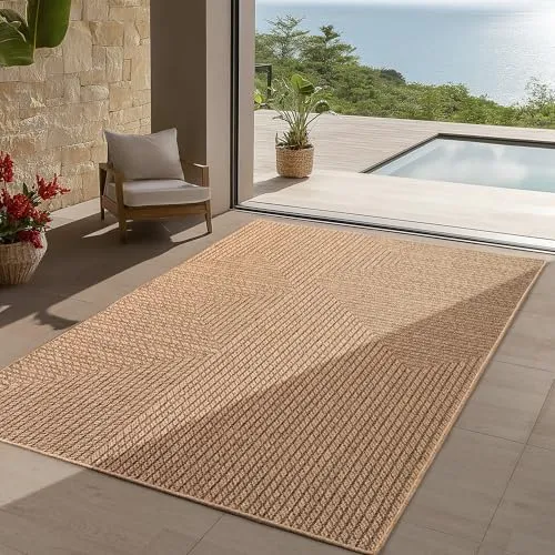 Teppium In- & Outdoor Teppich – stilvoller Jute-Look, wetterfest & pflegeleicht, ideal für Balkon, Garten, Küche, Terrasse & Wohnzimmer, 160x230 cm