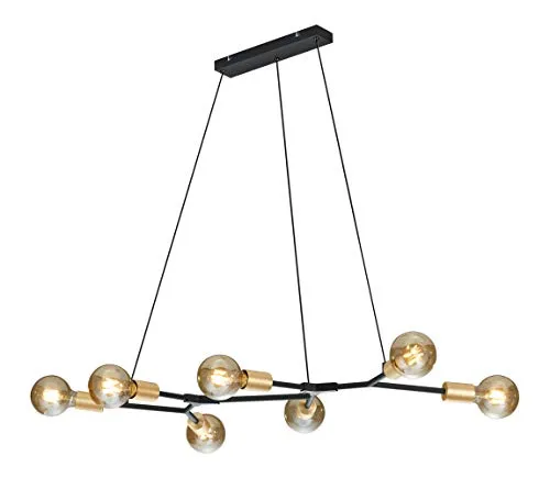 TRIO Leuchten Pendelleuchte CROSS, höhenverstellbar - Moderne Pendelleuchte für Indoor mit 7-flammiger E27-Fassung, individuell anpassbar und stilvolles Design in Schwarz. Ideal für jedes Wohnambiente.