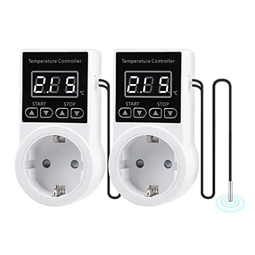 Temperaturregler Temperaturschalter - Temperaturregler 230v mit Fühler, Wasserdicht Thermostat Heizung Smart, Thermostat Steckdose für Gewächshaus Terrarium Aquarium Treibhaussaatkeimung Heizung