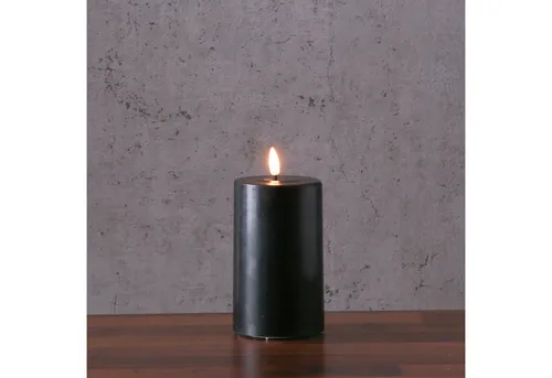 Deluxe Homeart LED-Kerze MIA Echtwachs Deluxe Wachsspiegel flackernd H: 12,5cm D: 7,5cm schwarz