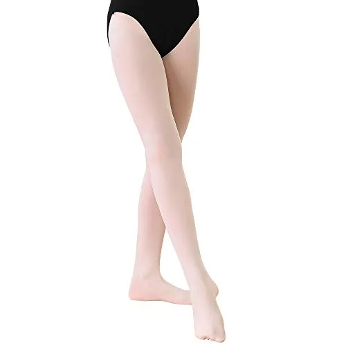 Soudittur Ballett Strumpfhose für Mädchen und Damen mit Fuß Ultra-Stretch, 1 Paar Ballett Rosa, Gr.- L (140-165 cm)