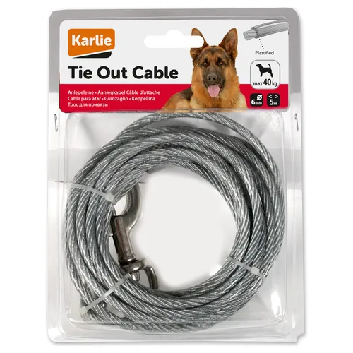 Karlie Anlegekabel weiß 5m plastifiziert 6mm für Tiere Hunde Katzen Sicherheit