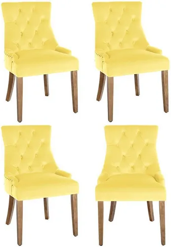 CLP 4er Set Esszimmerstuhl Aberdeen Samt in gelb von CLP