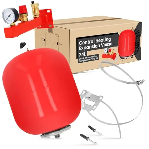 Ausdehnungsgefäß Ausgleichsbehälter Heizung Druckbehälter 24l Membran Druckausdehnungsgefäß | Druckkessel Expansionsbehälter Geschlossene Heizungsanlagen Sicherheitsgruppe Kesselgruppe Montageklemme