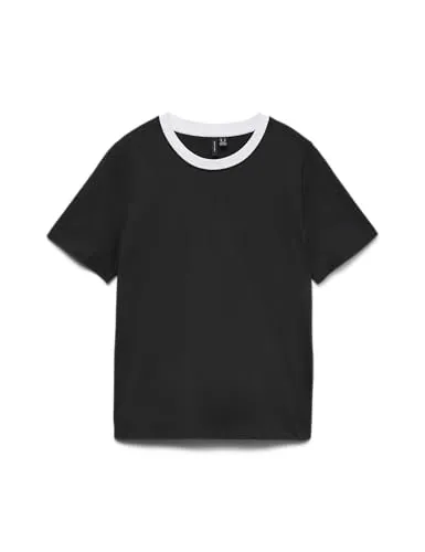 VERO MODA Damen VMPAULINA SS GA JRS NOOS T-Shirt, Black, XL von VERO MODA