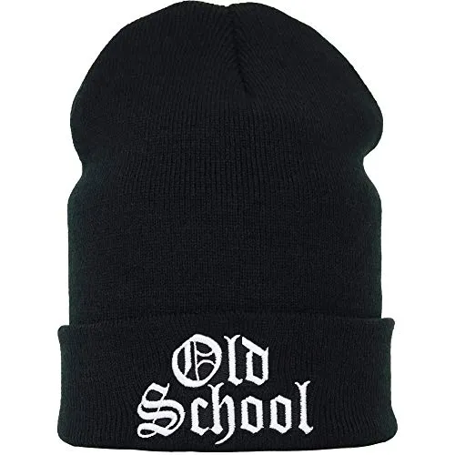 EXPRESS-STICKEREI Haube mit Spruch Old School - Strickmütze - Beanie für Damen und Herren - Warme Wintermütze mit Spruch - Lustige Strickmütze - Unisex Wollmütze